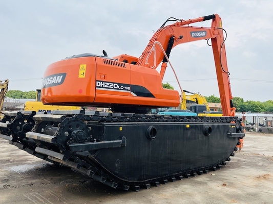 Excavadora anfibia usada DH220LC-9E con 1 m3 máquina de limpieza de río de largo alcance de segunda mano