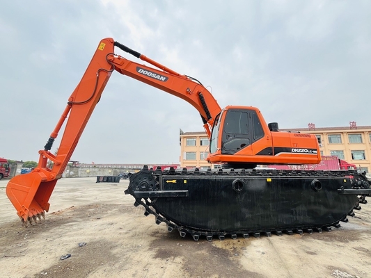 Excavadora anfibia usada DH220LC-9E con 1 m3 máquina de limpieza de río de largo alcance de segunda mano
