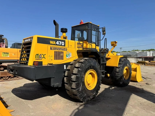 Cargador de ruedas de segunda mano Komatsu WA470-3 Cargador de carretera delantera usado 3.9 M 3