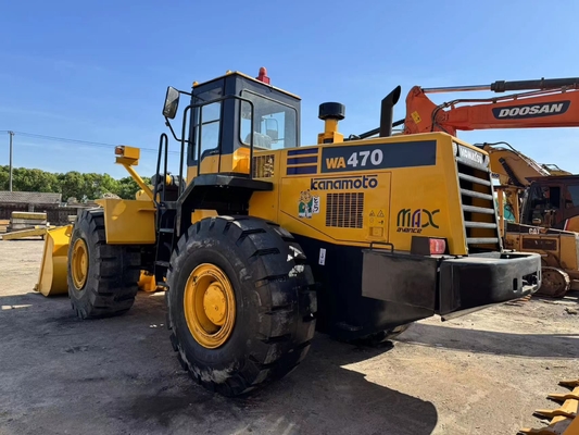 Cargador de ruedas de segunda mano Komatsu WA470-3 Cargador de carretera delantera usado 3.9 M 3